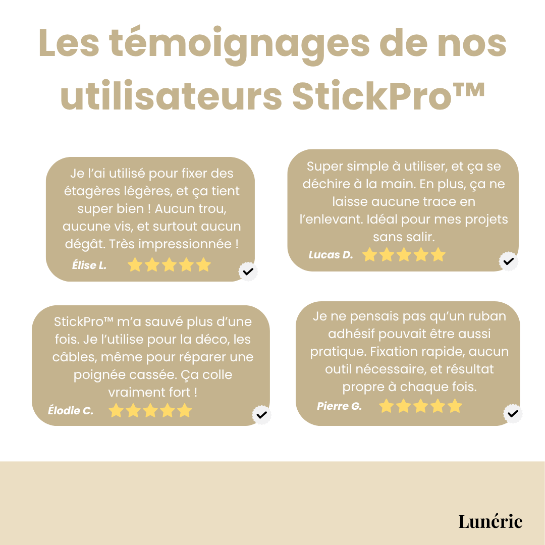 1 ACHETÉ = 1 OFFERT | StickPro™ Collez solidement et proprement, sans effort ni outil !
