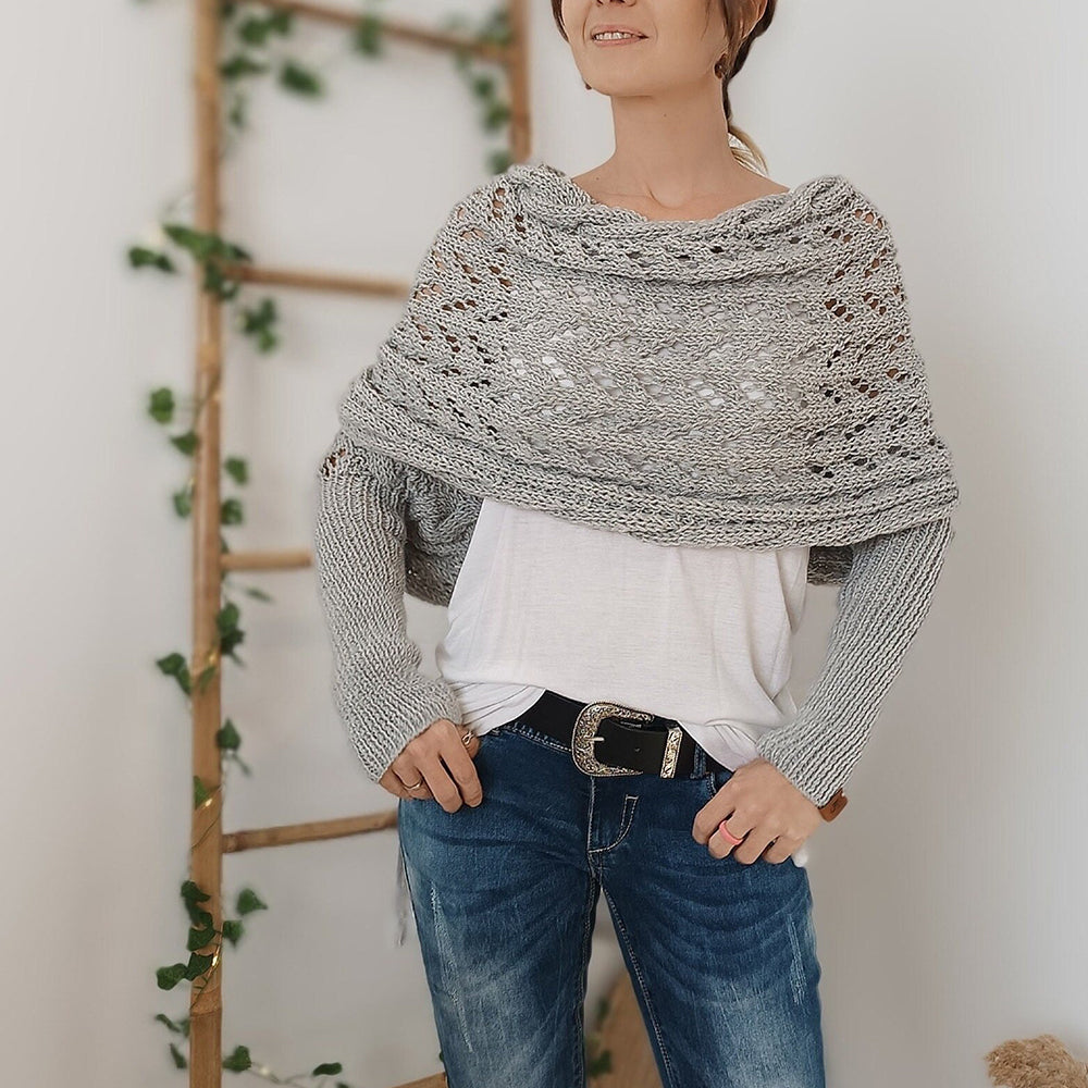 Dernier Jour -50% | Ruby™ Étole tricotée avec manches