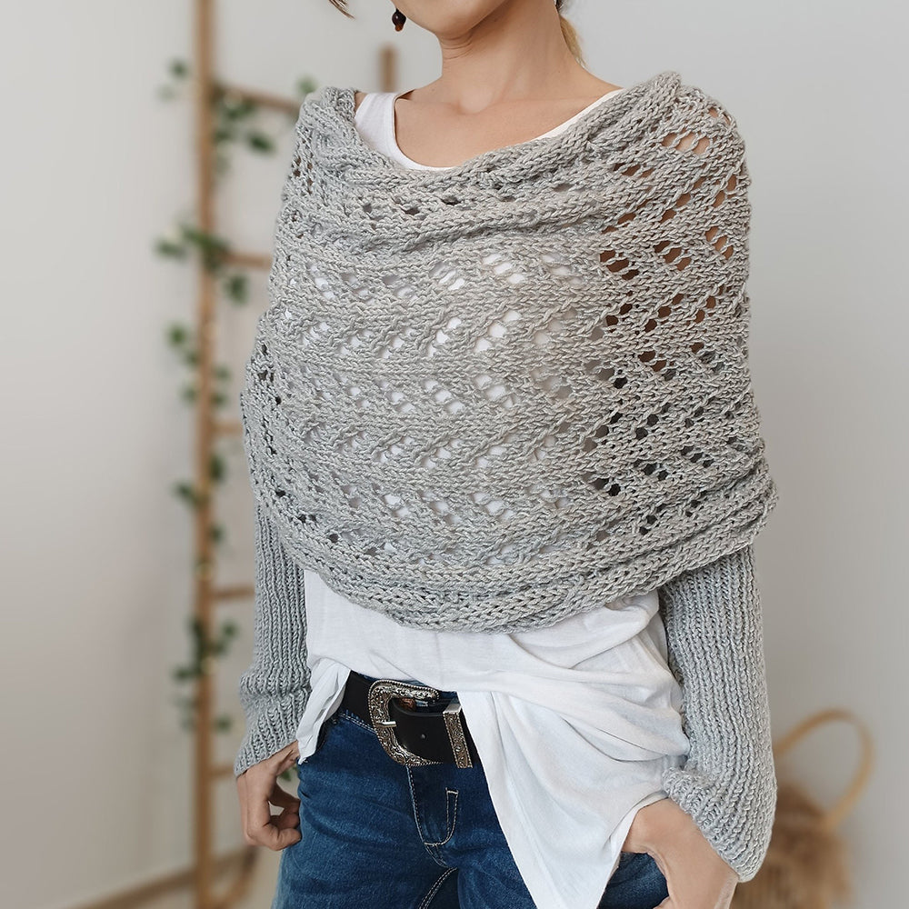 Dernier Jour -50% | Ruby™ Étole tricotée avec manches