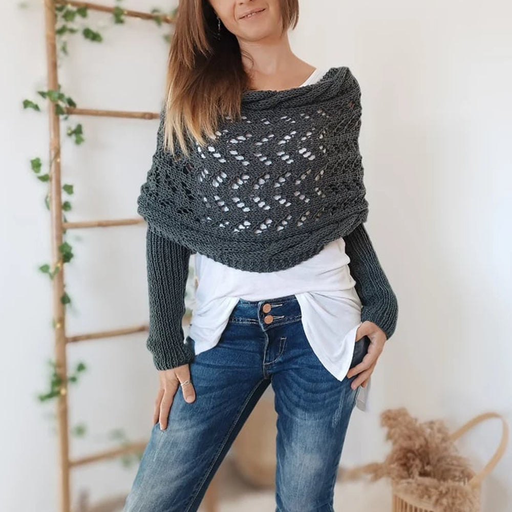 Dernier Jour -50% | Ruby™ Étole tricotée avec manches