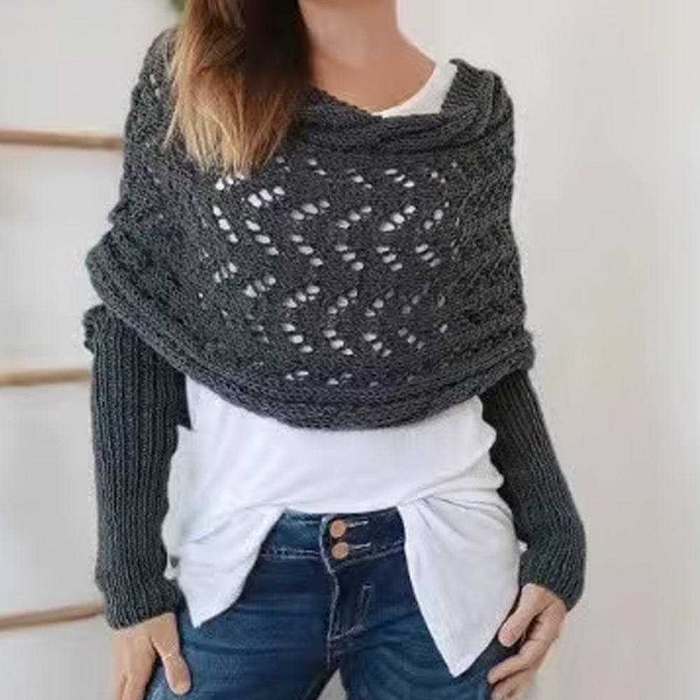 Dernier Jour -50% | Ruby™ Étole tricotée avec manches