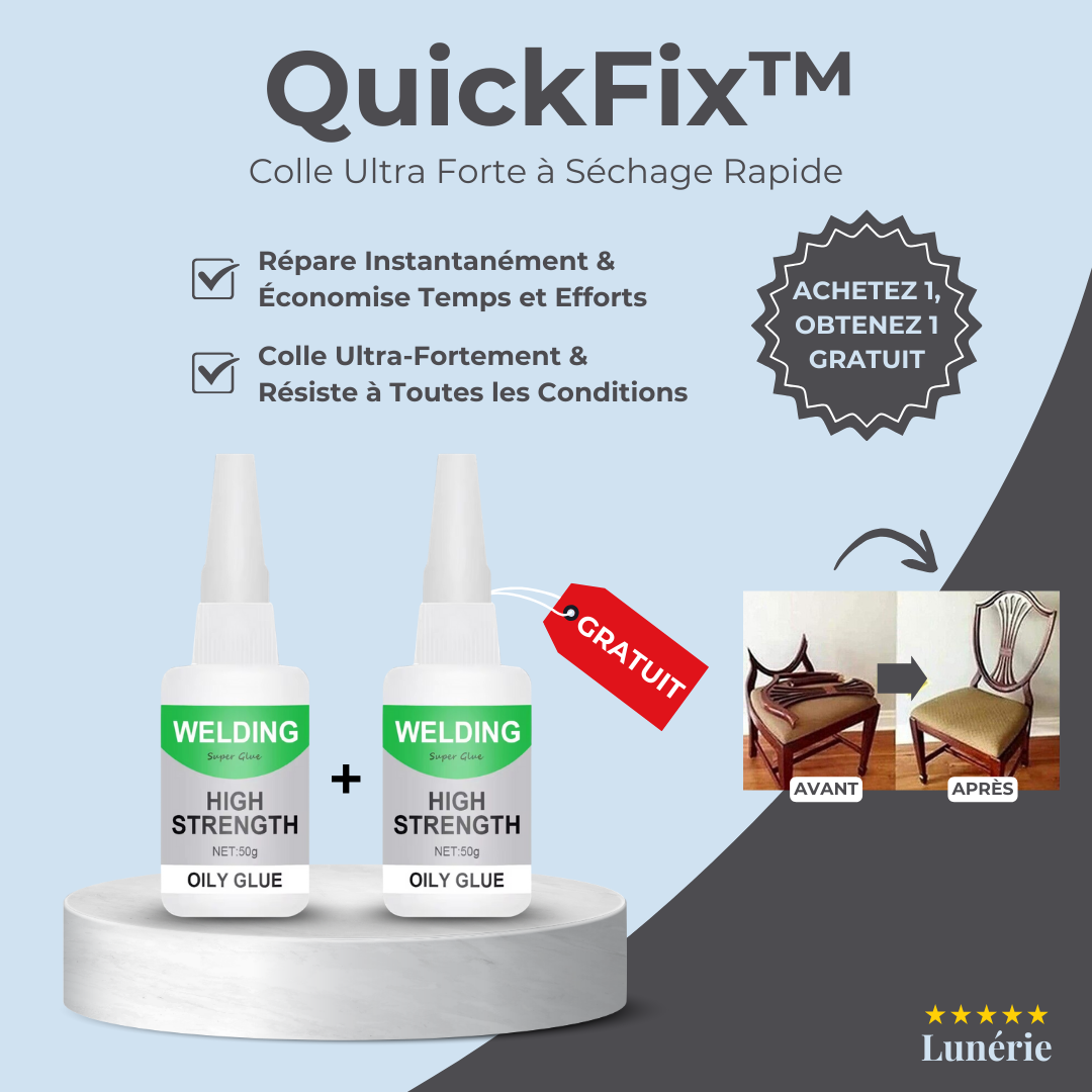 1 ACHETÉ = 1 OFFERT I QuickFix™ Colle Ultra Forte à Séchage Rapide