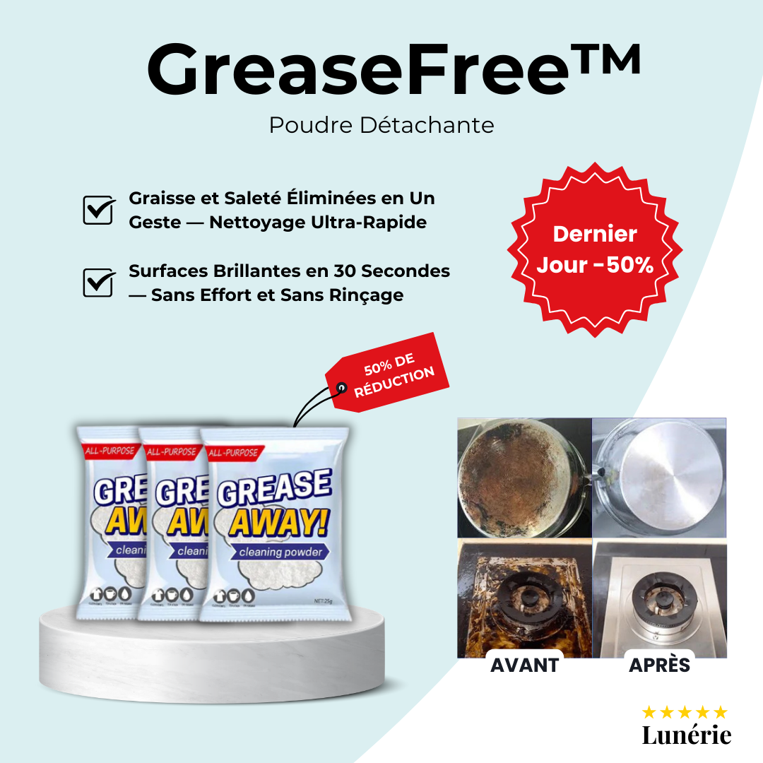 Dernier Jour -50% | GreaseFree™ Poudre Détachante (3 pièces)