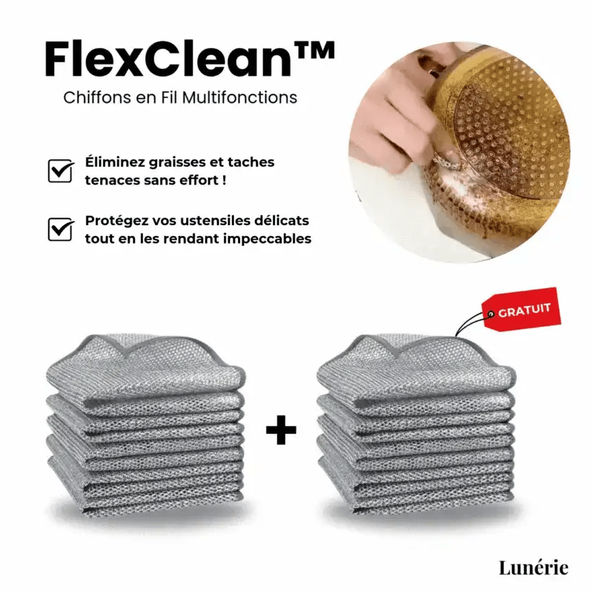 5+5 GRATUIT | FlexClean™ Chiffons en Fil Multifonctions