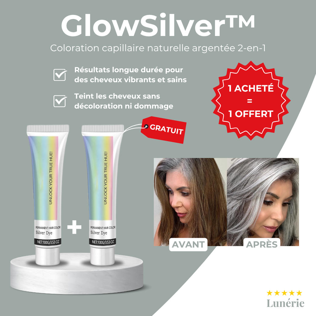 1 ACHETÉ =  1 OFFERT | GlowSilver™ Teinture Capillaire Naturelle 2-en-1
